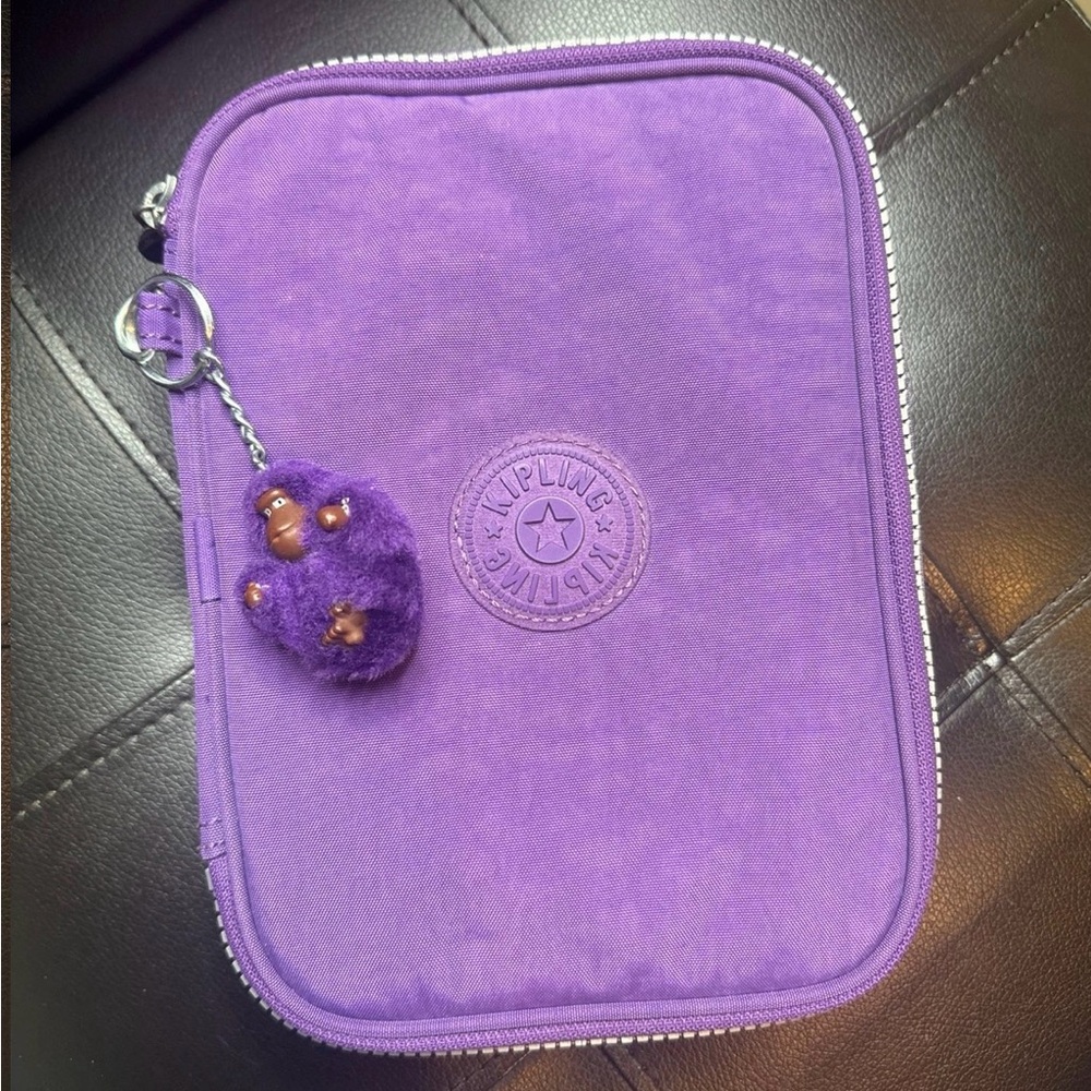Kipling Lilac Pencil Case with Plush Charm